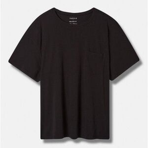 Torrid Relaxed Vintage Black Cotton Jersey Crew Neck Pocket Tee